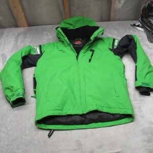 Rossignol Jacket Boys 16 Green Hooded Skiing Snow Winter Reflective Waterproof